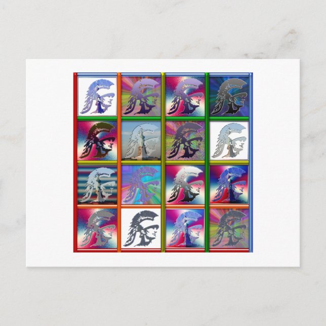 Spartan Solider Collage with Statue of Liberty Postcard (Front)