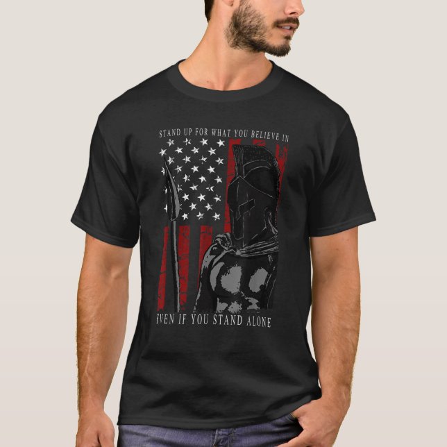 Spartan Warrior American Flag T Shirt (Front)