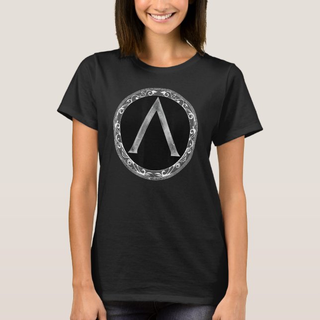 Spartan Warrior Lambda Symbol Shield T-Shirt (Front)