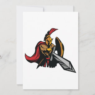 Spartan Warrior Mascot Bold Red and Gold Invitation