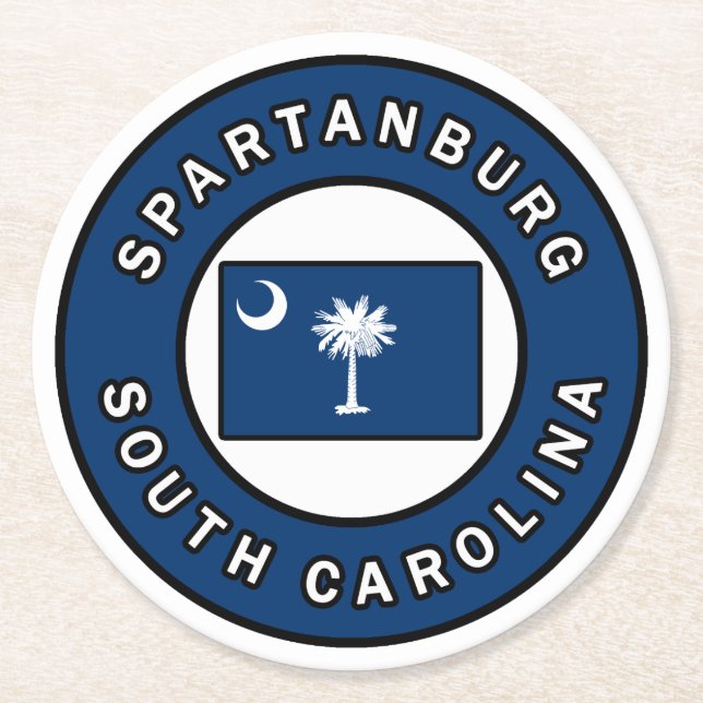Spartanburg South Carolina Round Paper Coaster (Front)