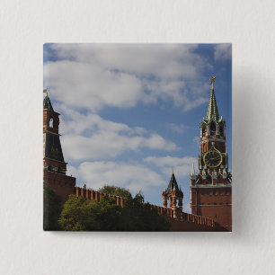 Spasskaya Tower in Red Square, Moscow, Russia 15 Cm Square Badge