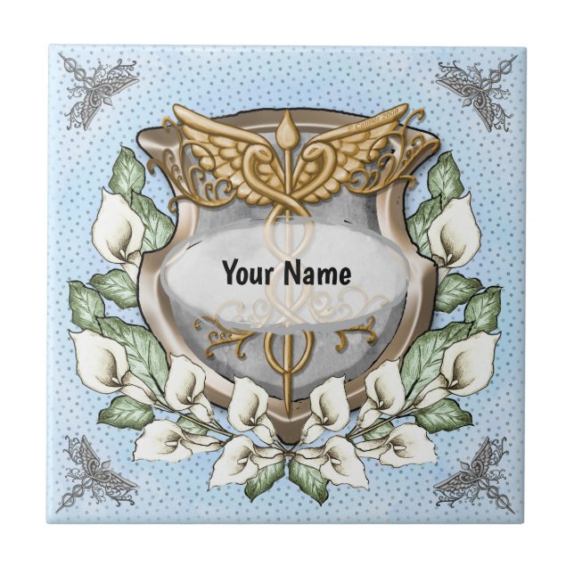 Spath lily shield caduceus  tile (Front)