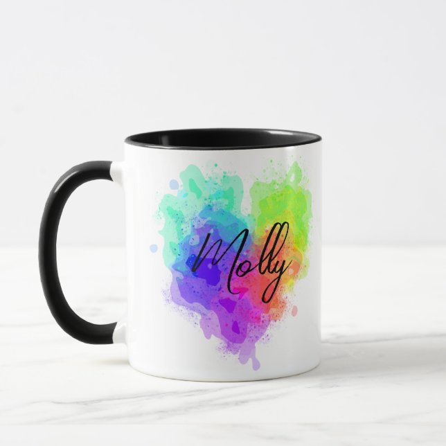 Spattered Heart Personalised Mug (Left)