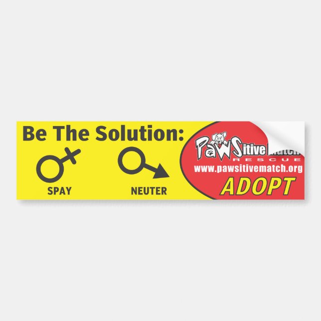 Spay, Neuter, Adopt Bumper Sticker (Front)