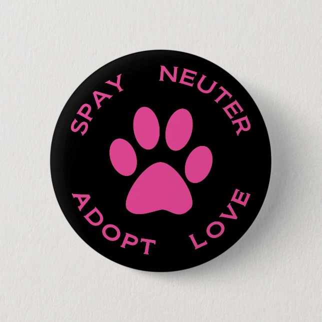 Spay Neuter Adopt Love 6 Cm Round Badge (Front)