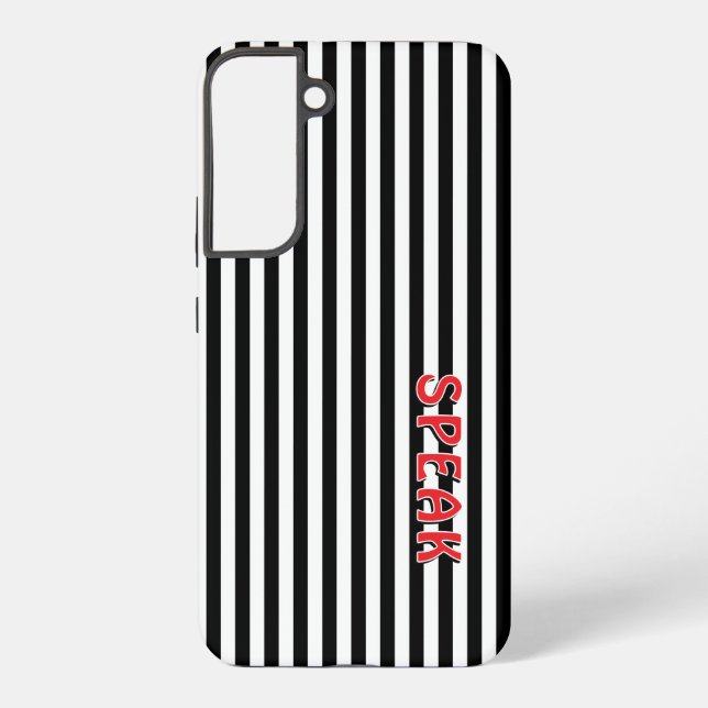 Speak Black White Stripes RedSamsung Phone Case (Back)