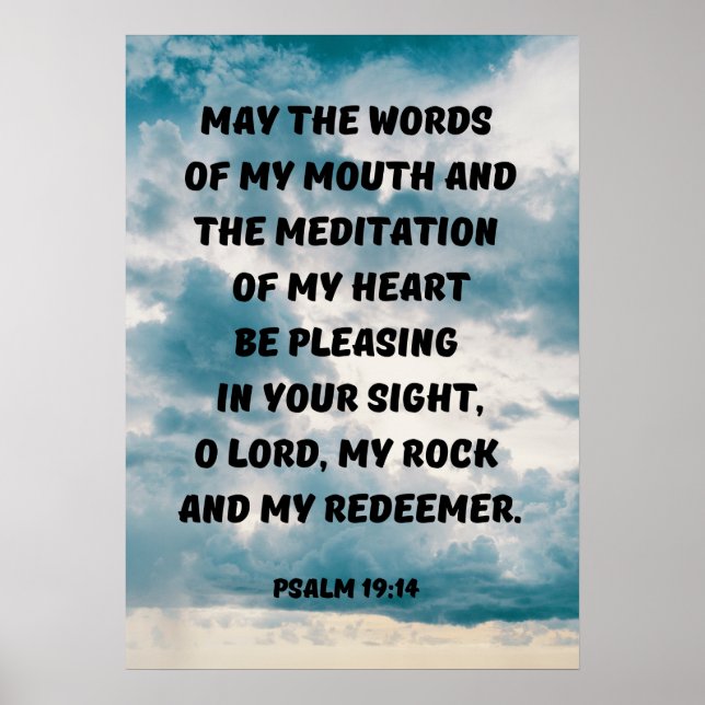 Speak Carefully Psalm 19:14 Christian Reminder Poster (Front)
