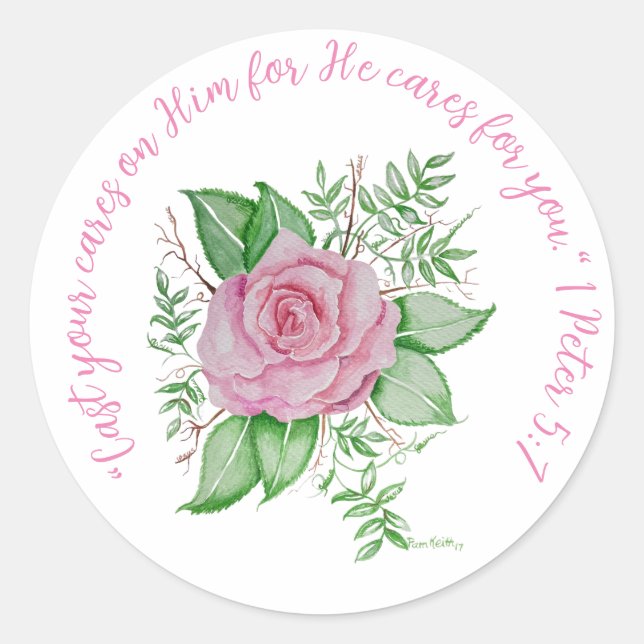 Speak Jesus PInk Rose Classic Round Sticker (Front)