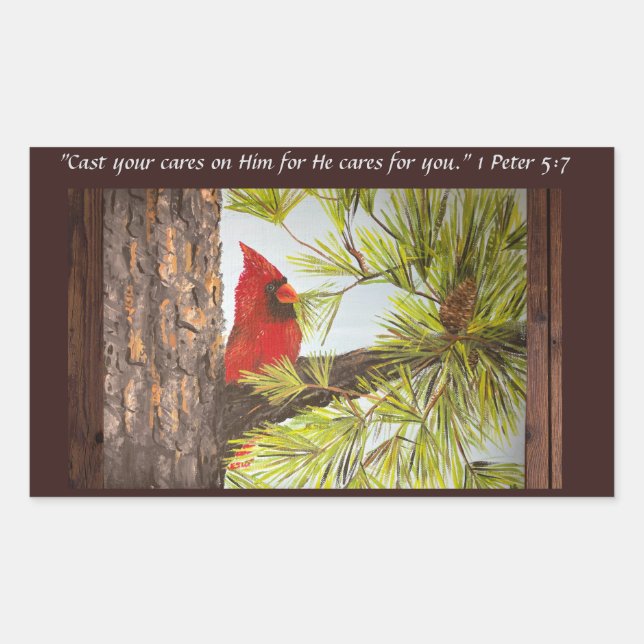 Speak Jesus Red Bird Rectangular Sticker (Front)