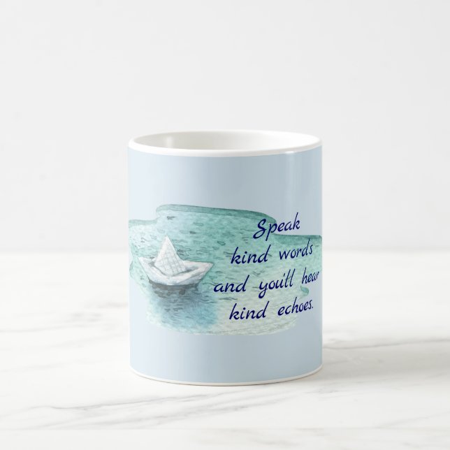Speak Kind Words Quote with Paper Boat Coffee Mug (Center)