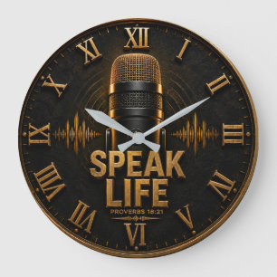 Speak Life Christian Proverbs 18:21 Bible Verse Large Clock