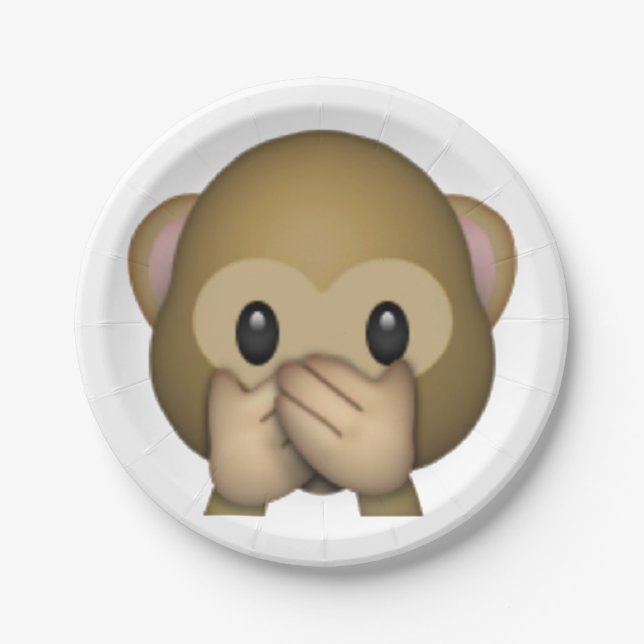 Speak No Evil Monkey - Emoji Paper Plate (Front)