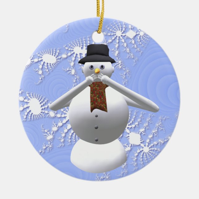 Speak No Evil Snowman Christmas Tree Decoration (Front)