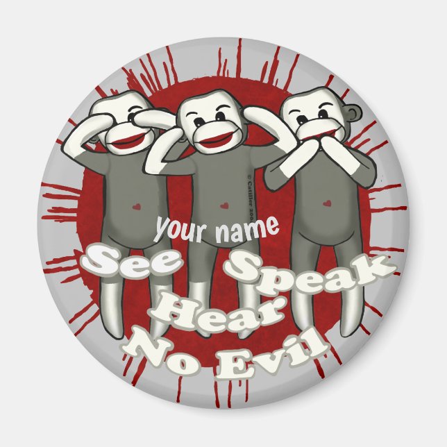 Speak No Evil Sock Monkeys magnet (Front)