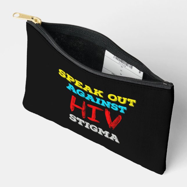 Speak Out Against HIV Stigma - AIDS Awareness Accessory Pouch (Open)
