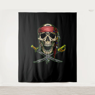 Speak Pirate Skull Backdrop Tapestry