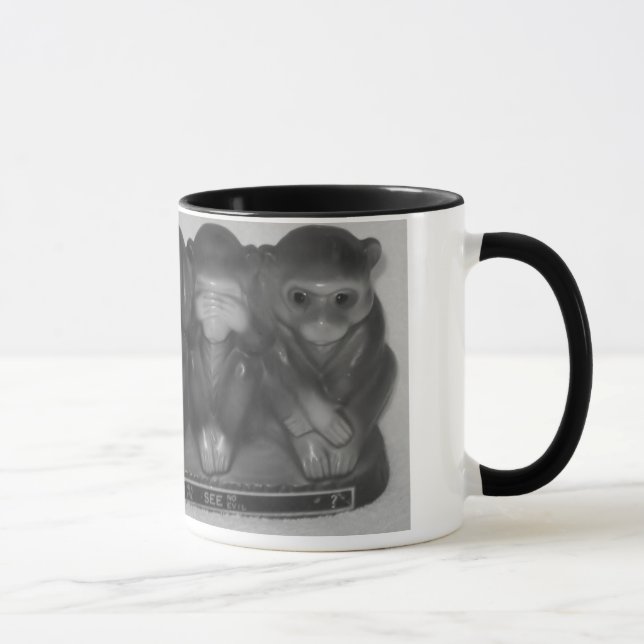 Speak See Hear Do NO evil Money statue Mug (Right)