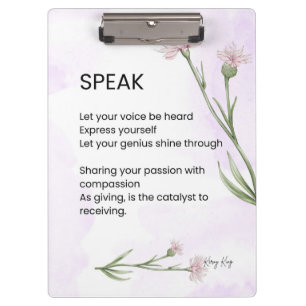 Speak - Self Love Empowerment Poem Clipboard
