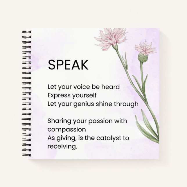 Speak - Self Love Empowerment Poem Notebook (Front)