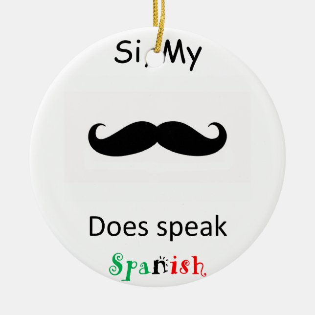 Speak Spanish Ceramic Tree Decoration (Front)