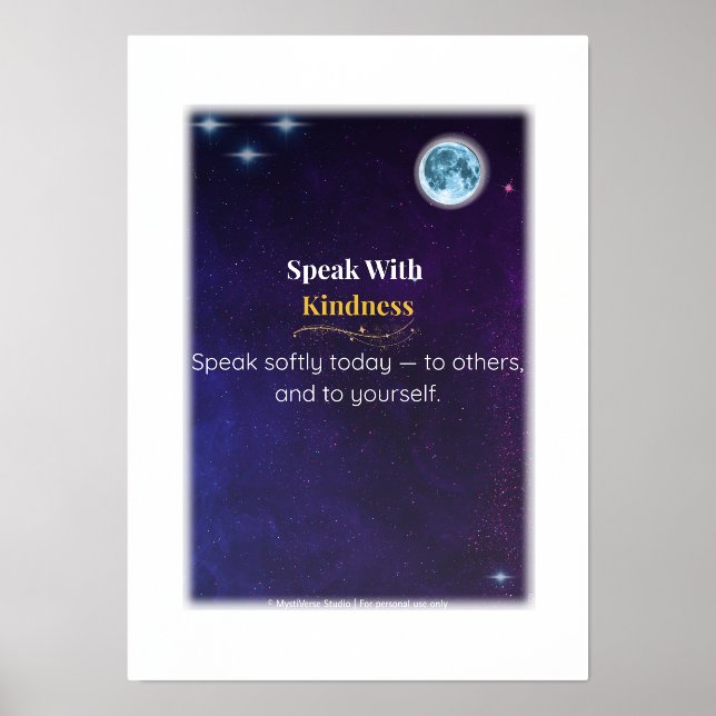 Speak with Kindness – Gold Foil Wall Print (Front)