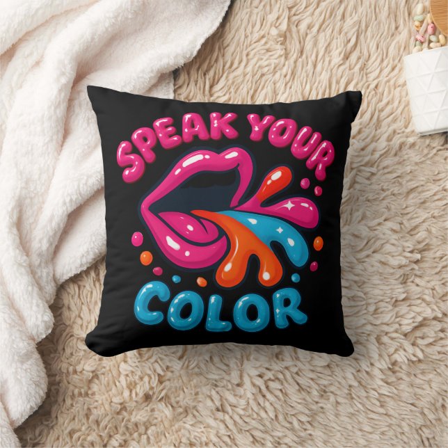 Speak Your Colour Bold Typography Art Cushion (Blanket)