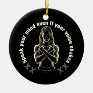 Speak your mind even if your voice shakes! ceramic tree decoration