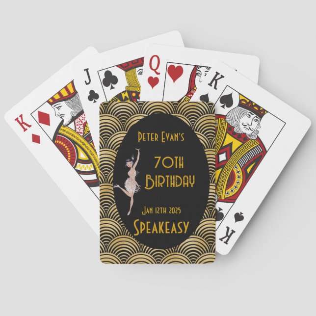 Speakeasy Roaring 20's birthday poker game Playing Cards (Back)