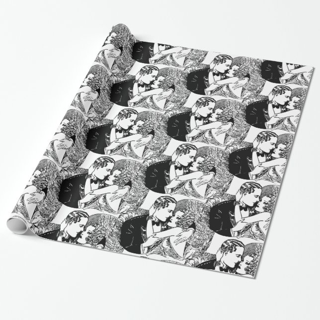 Speakeasy Roaring 20's Wedding Theme Retro Wrapping Paper (Unrolled)