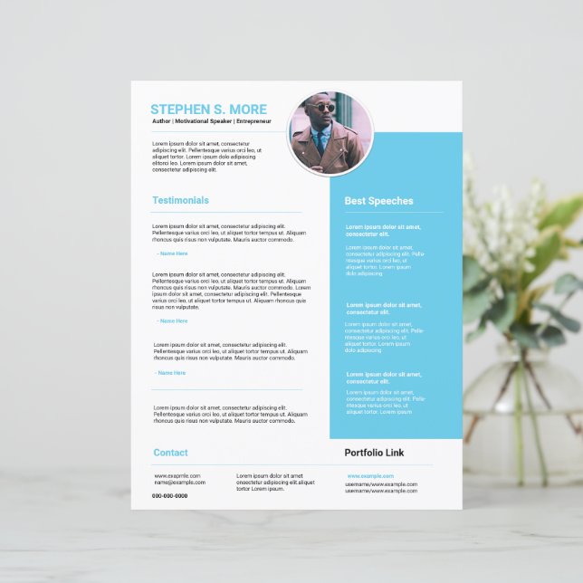 Speaker One Sheet Template (Standing Front)