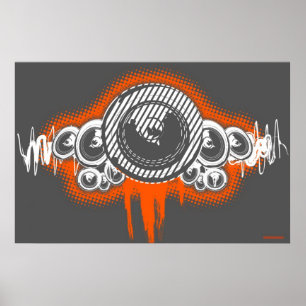 Speaker Waves Music Poster DJ Disc Jockey graffiti