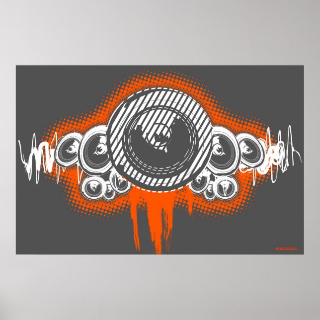 Speaker Waves Music Poster DJ Disk Jockey graffiti (Front)
