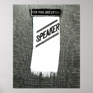 Speaker's badge for the Suffragette meeting Poster