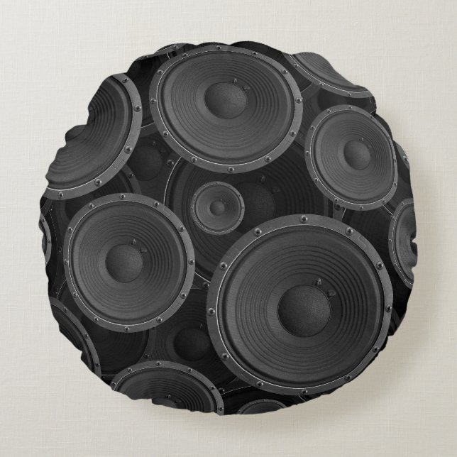 Speakers: Continuous Texture Seamless Pattern. Round Cushion (Front)