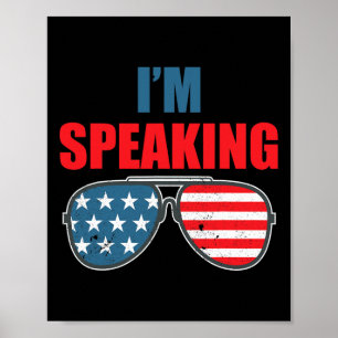 Speaking American Flag Sungles Kamala Harris Debat Poster
