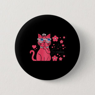 Speaking Kamala Harris Funny Pink Cat Kamala 2024  6 Cm Round Badge