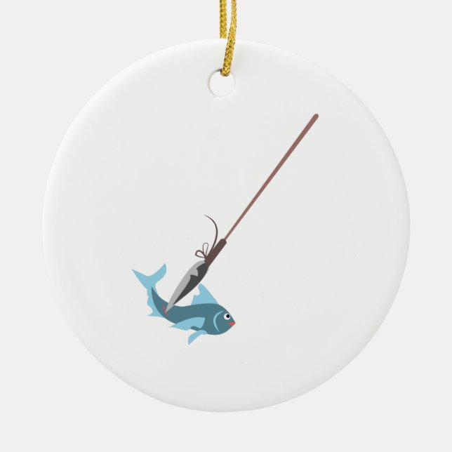 Spear Fishing Ceramic Tree Decoration (Front)