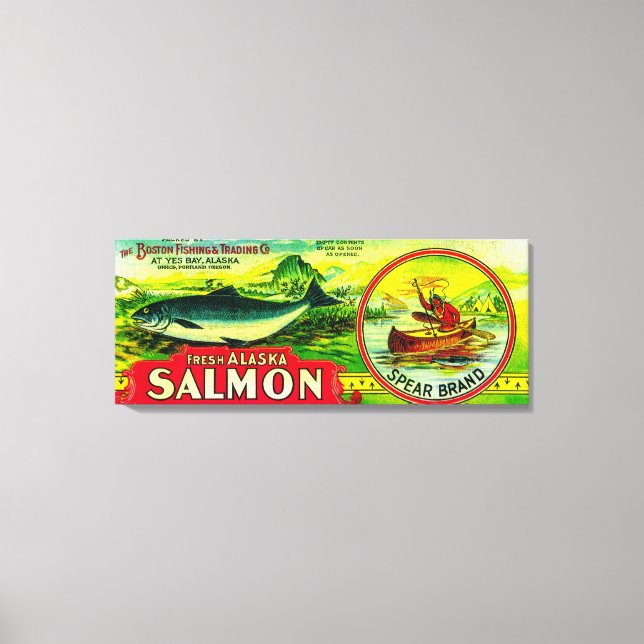 Spear Salmon Can LabelYes Bay, AK Canvas Print (Front)