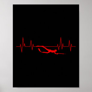 Spearfishing Heartbeat Diving Spearfisherman Hunti Poster