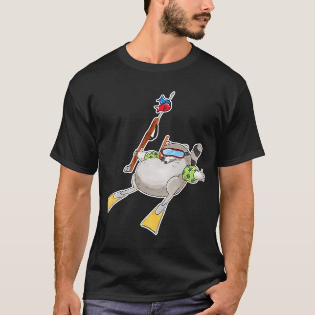 Spearfishing Racoon T-Shirt (Front)