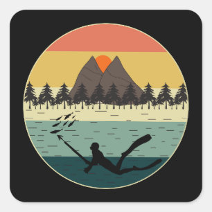Spearfishing Underwater Hunting Fishing Square Sticker