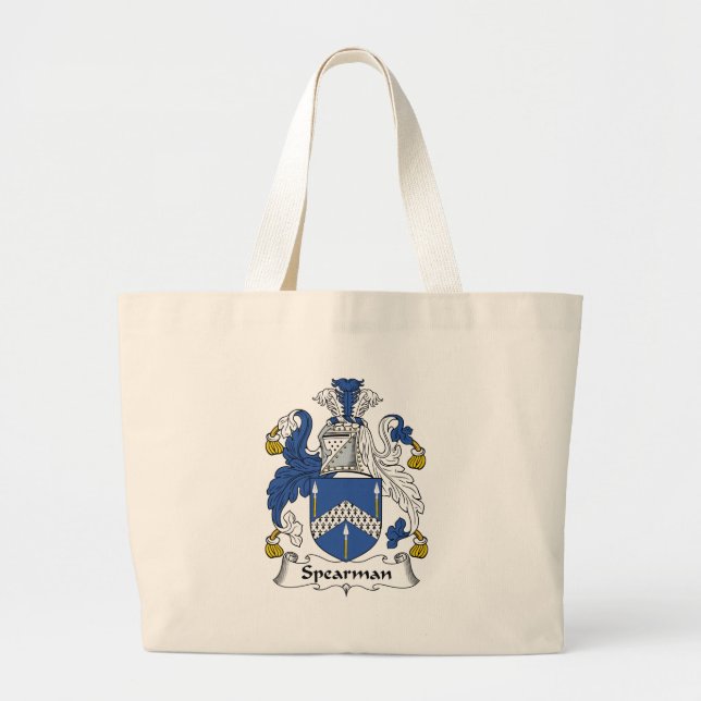 Spearman Family Crest Large Tote Bag (Front)