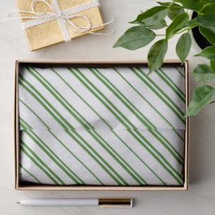 Spearmint Candy Cane Christmas Stripes Tissue Paper