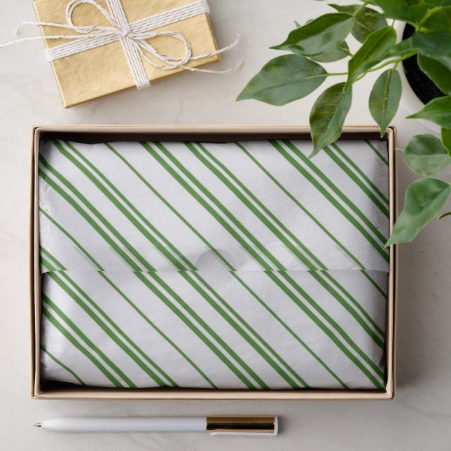 Spearmint Candy Cane Christmas Stripes Tissue Paper (Gift)