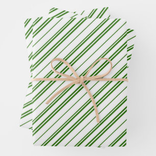 Spearmint Candy Cane Christmas Stripes Wrapping Paper Sheet