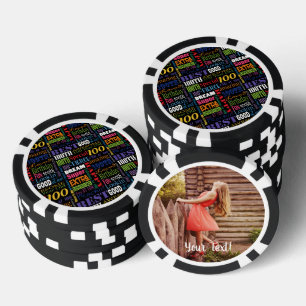 Special 100th Birthday Party Personalised Monogram Poker Chips