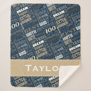 Special 100th Birthday Party Photo Monogram Sherpa Blanket
