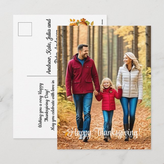 Special 1 Family Photo Happy Thanksgiving Holiday Postcard (Front/Back)