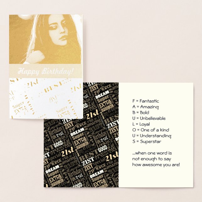 Special 21st Birthday Party Photo With Monogram Foil Card (Display)